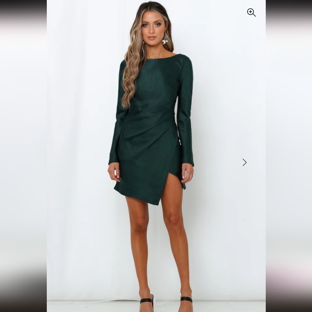 NWT Hello Molly Elegant Teal Satin Material Dress_Med - Picture 3 of 8